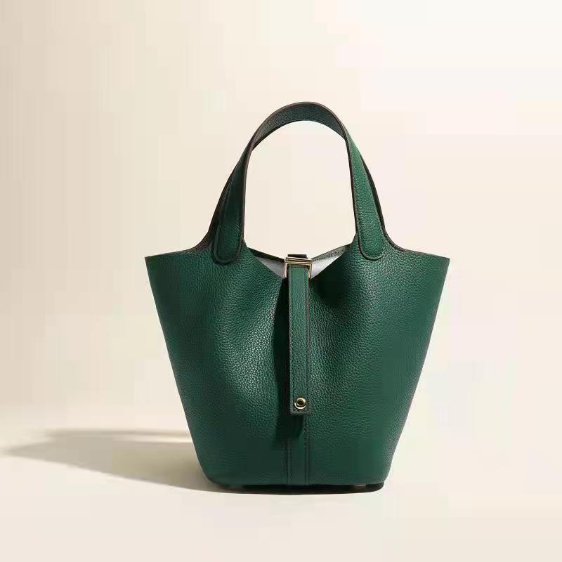 Women's Leather Vegetable Basket Layer Cowhide Large Handbags