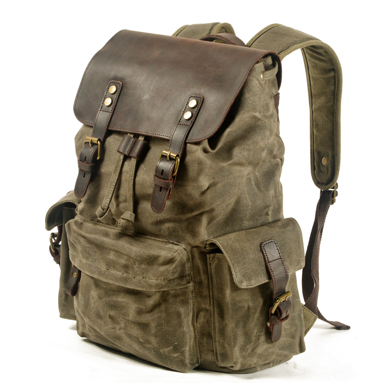 Men's Trendy Computer Oil Wax Matching Hide Backpacks