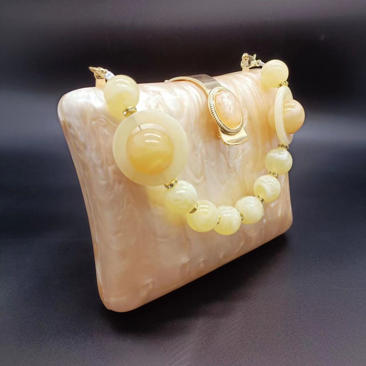 Women's Acrylic Summer Shell Plate Box Dinner Evening Bags