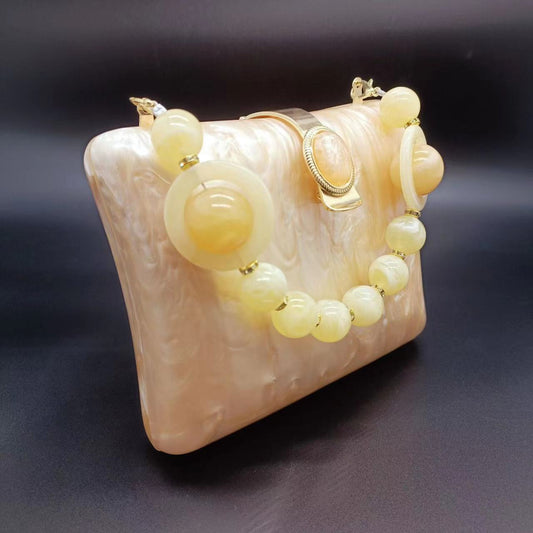 Women's Acrylic Summer Shell Plate Box Dinner Evening Bags