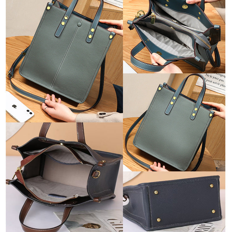 Women's Leather Portable Large Capacity Business Commute Shoulder Bags