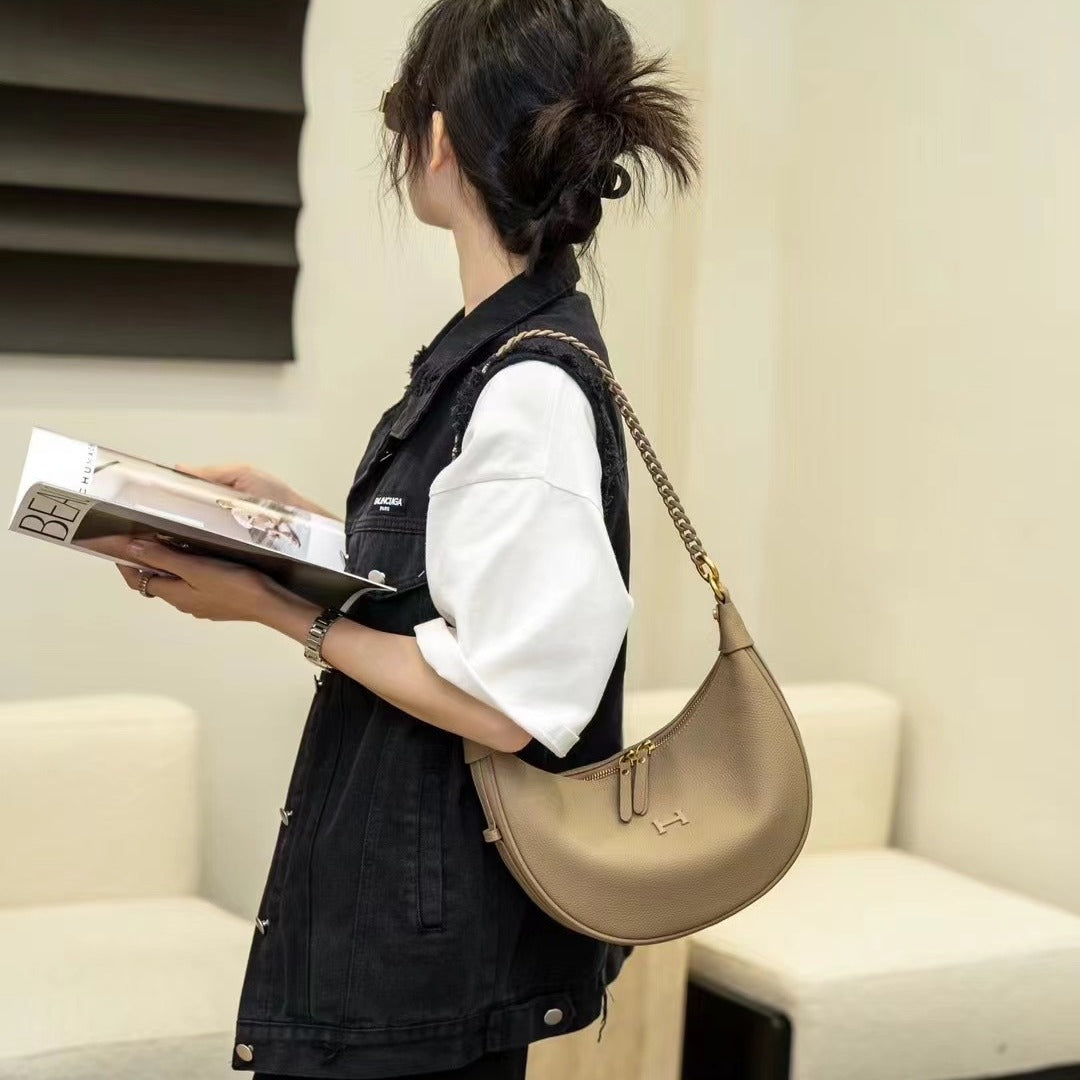 Women's Leather Underarm Fashion High Sense Chain Shoulder Bags