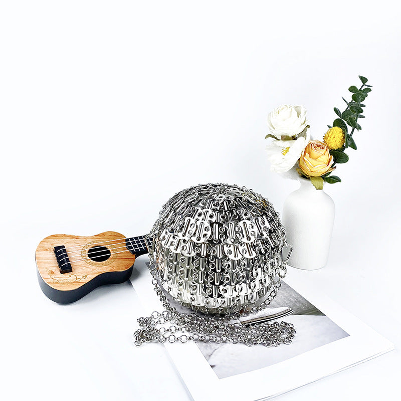 Niche Sier Metal Inflexible Sequins Hand-woven Crossbody Bags