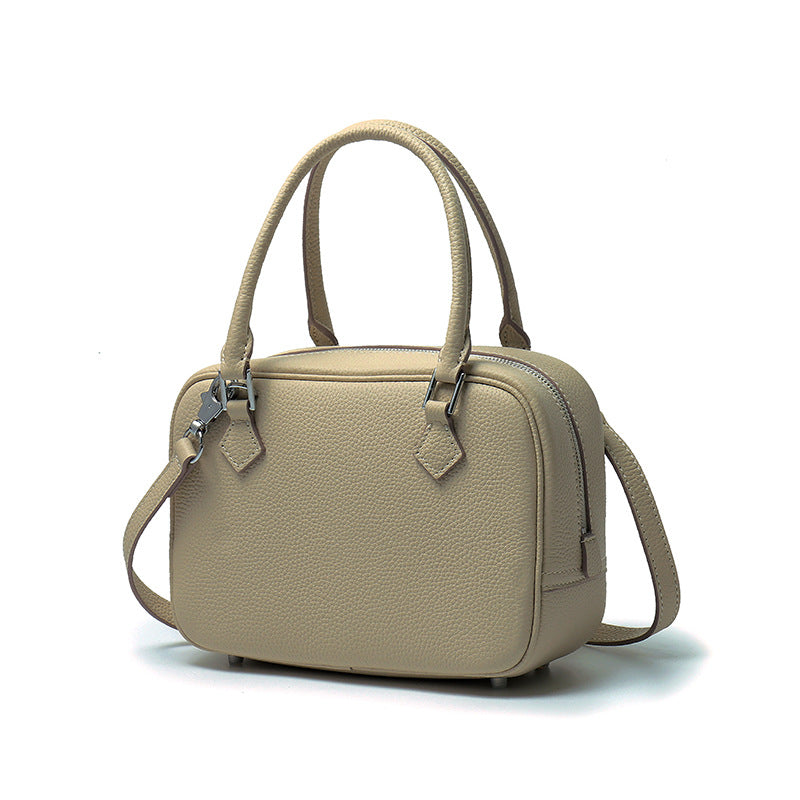 Women's Home First Layer Cowhide Feather Large Capacity Handbags