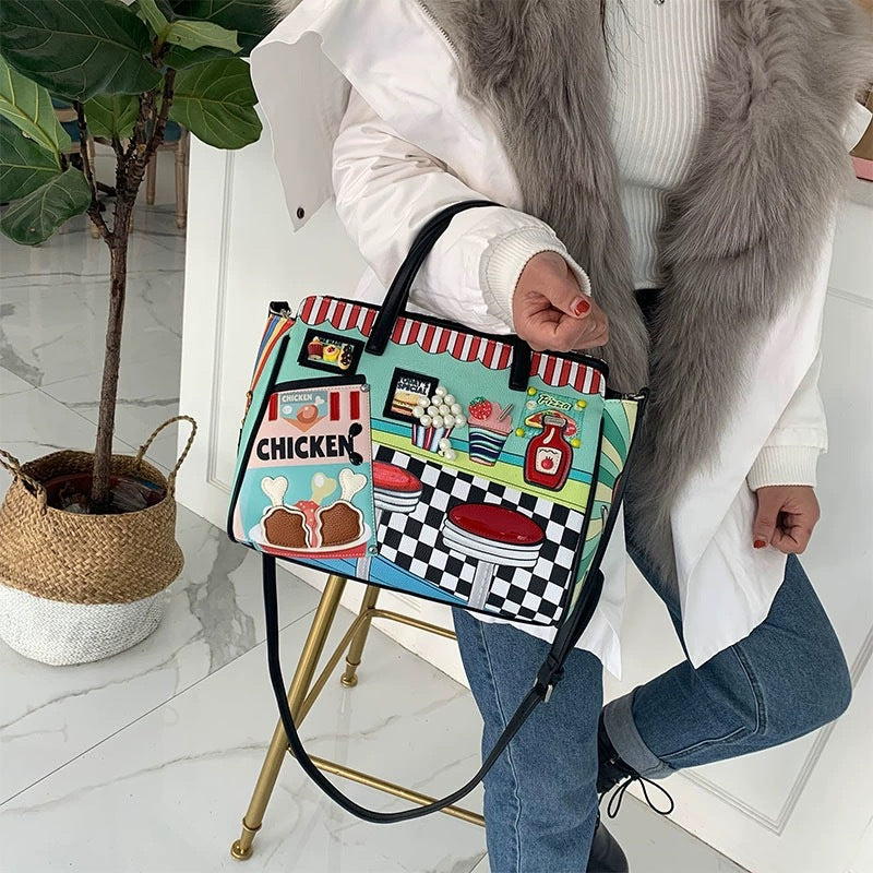 Women's Embroidered Fashion Color Matching Contrast Crossbody Bags