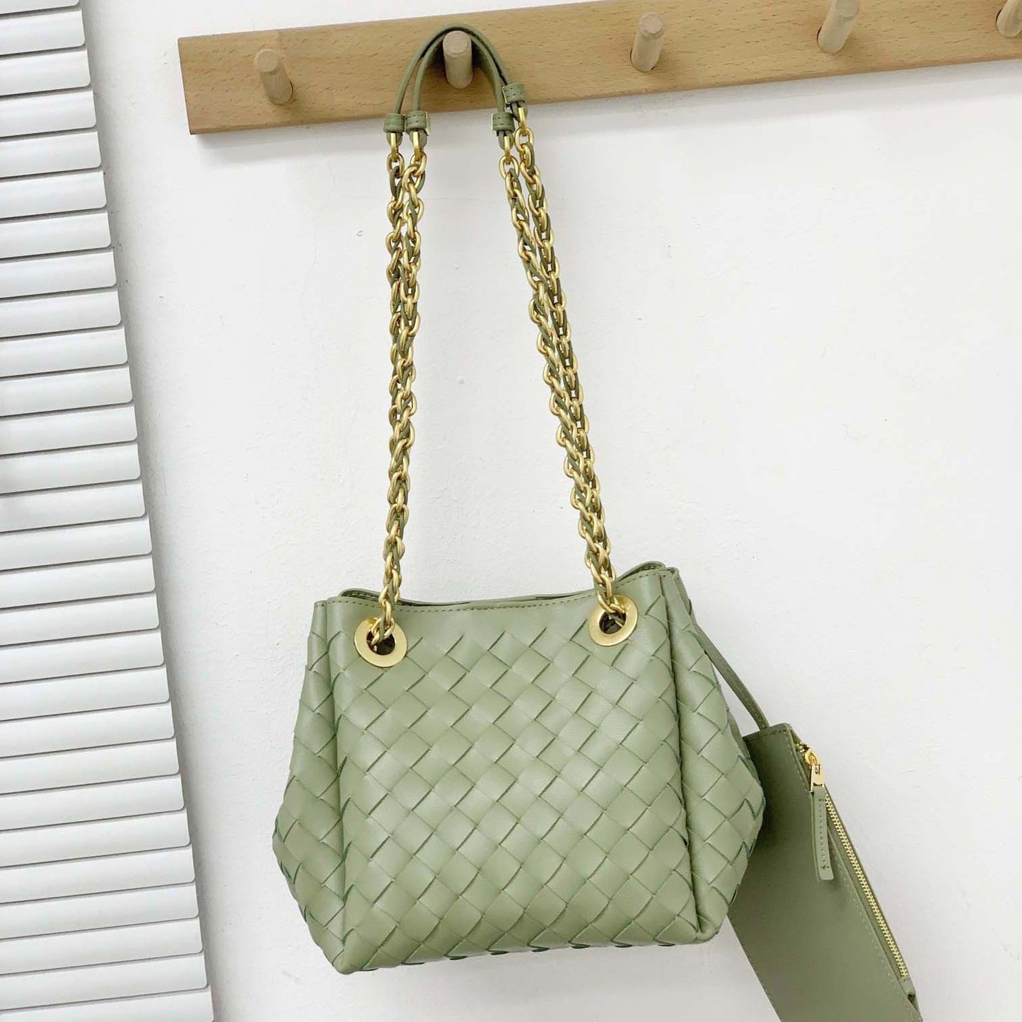 Women's Parachute Handmade Genuine Leather Woven Commuter Crossbody Bags