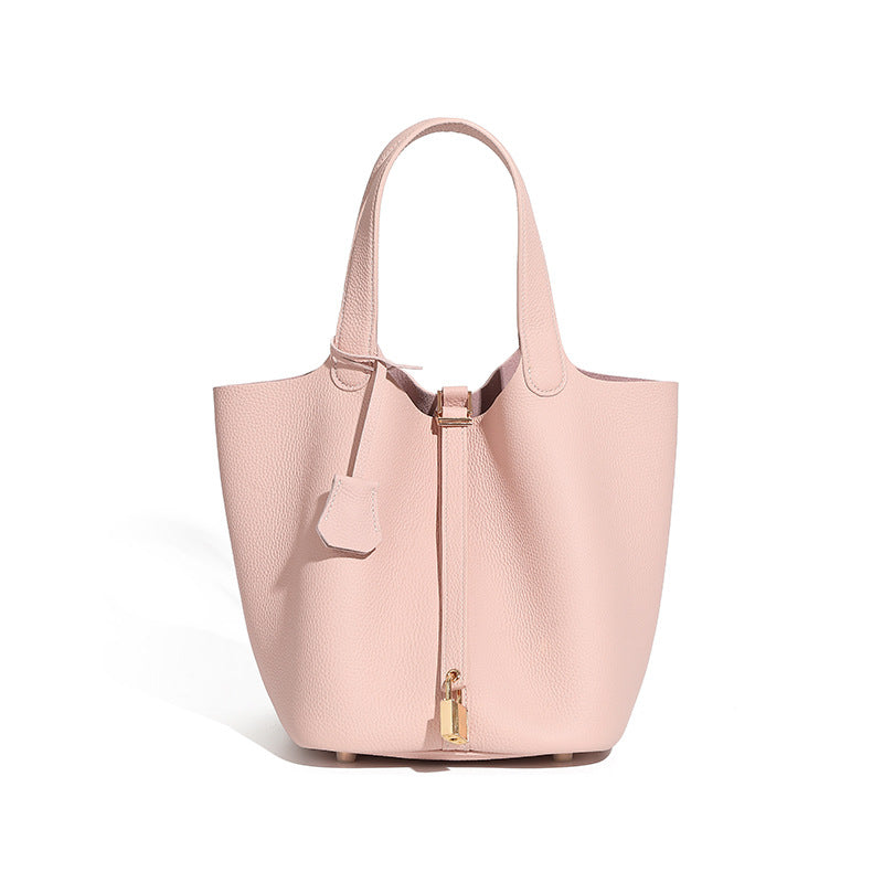 Women's Quality Genuine Leather Vegetable Basket First Layer Cowhide Niche Handbags