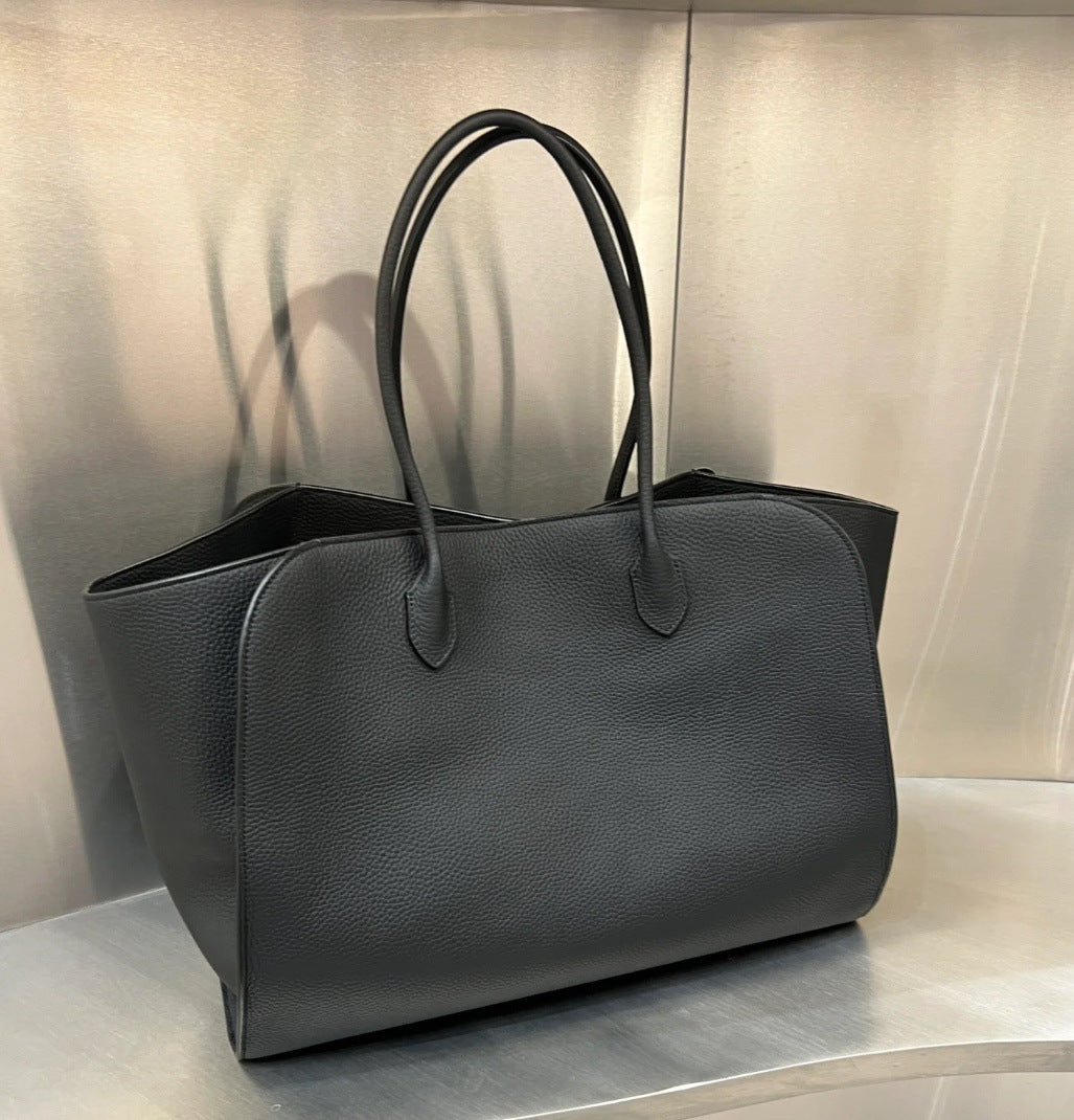 Unisex Fashion Litchi Grain Cowhide Large Shoulder Bags