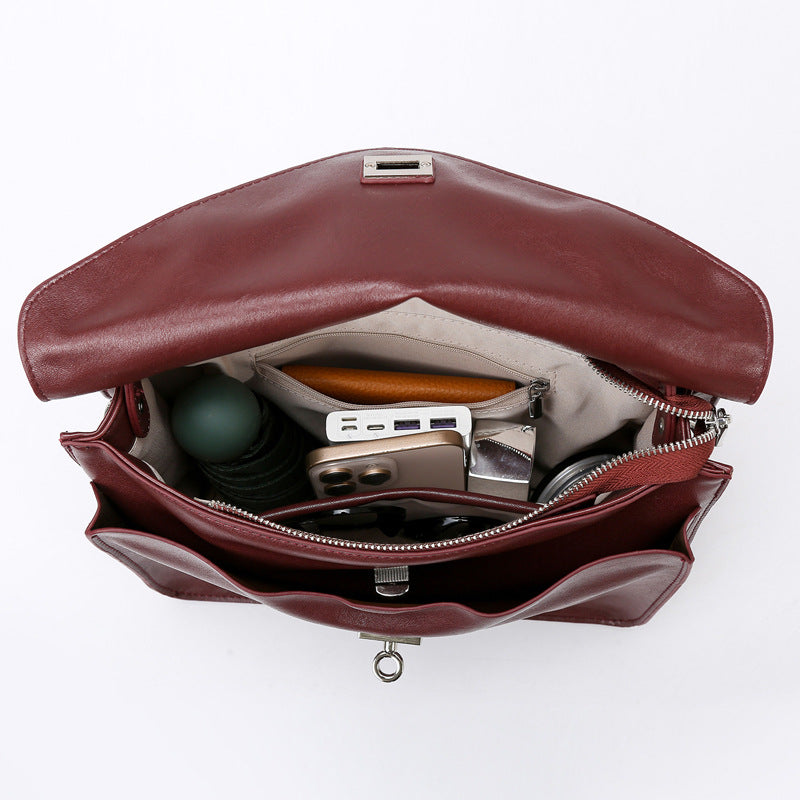 Women's Tanned Soft Leather Large Capacity Versatile High Crossbody Bags