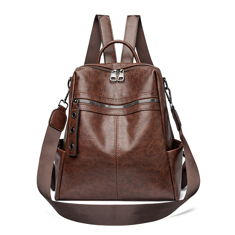 Women's Cow Wax Leather British Style Genuine Backpacks