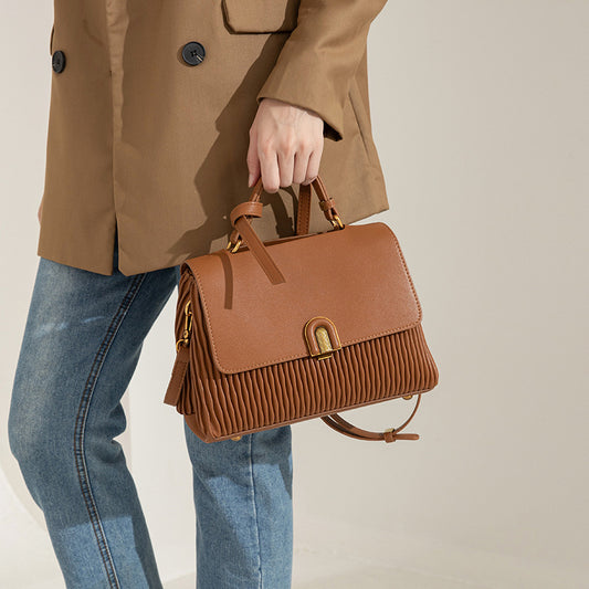 Women's Pleated Large Capacity Elegant Soft Leather Handbags