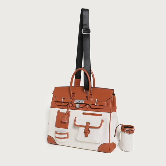 Women's Color Canvas Matching Portable Extra Large Handbags