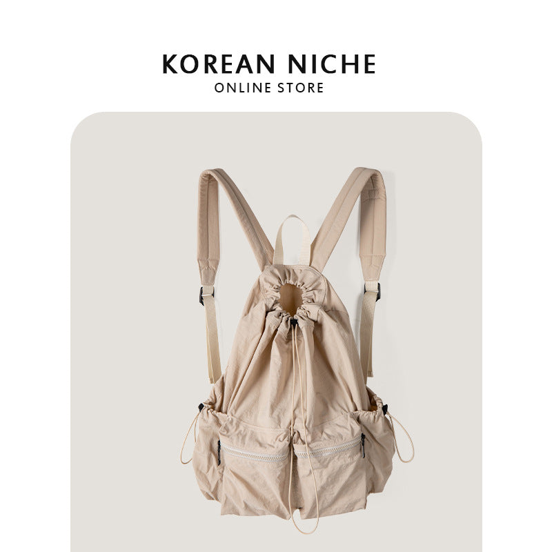 Women's Korean Style Niche Drawstring Leisure Lightweight Backpacks