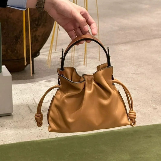 Women's High-grade Portable Lucky Drawstring Soft Leather Crossbody Bags