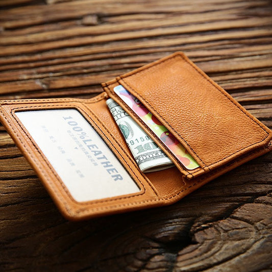 Men's Short First Layer Leather Business Clip Men's Wallets