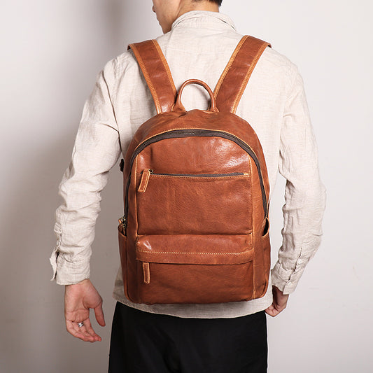 Women's & Men's & Leather First Layer Cowhide Inch Backpacks