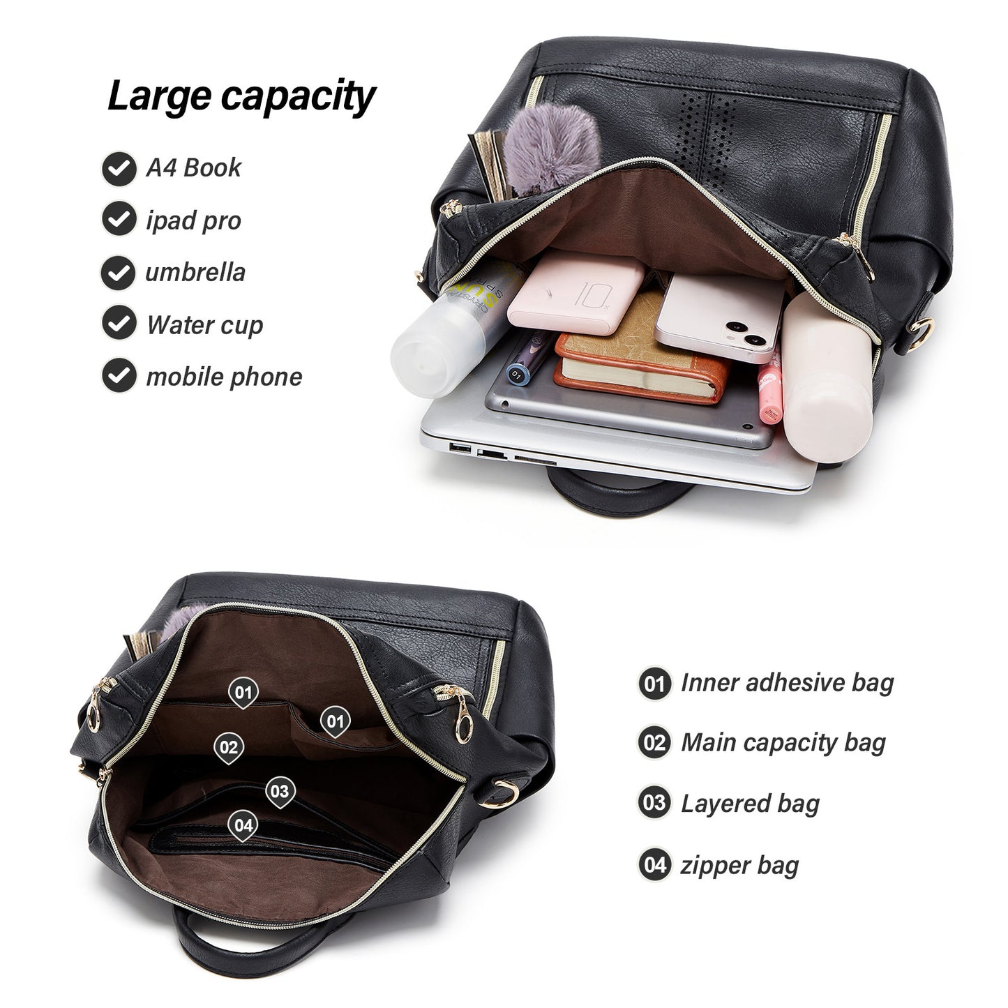 Popular Cool Women's Korean Soft Leather Backpacks