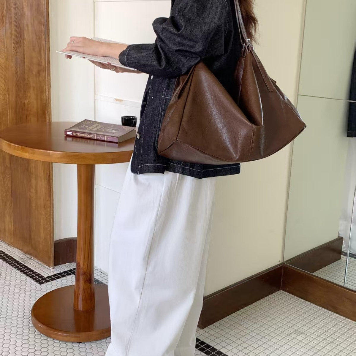 Fashion Suede Soft Leather Classic Style Tote Bags