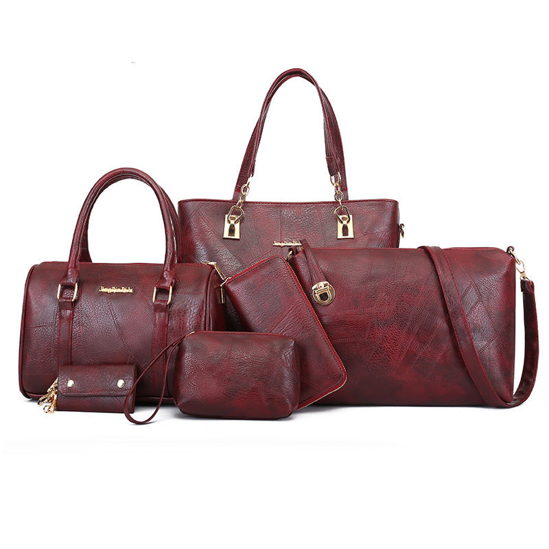 Women's Fashion Simple Leather Pattern Set Mother Shoulder Bags
