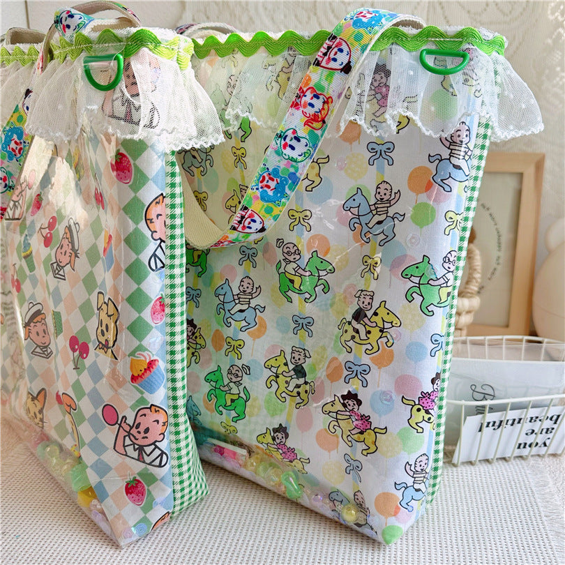 Simple Cute Yuan Cartoon Cotton Print Shoulder Bags