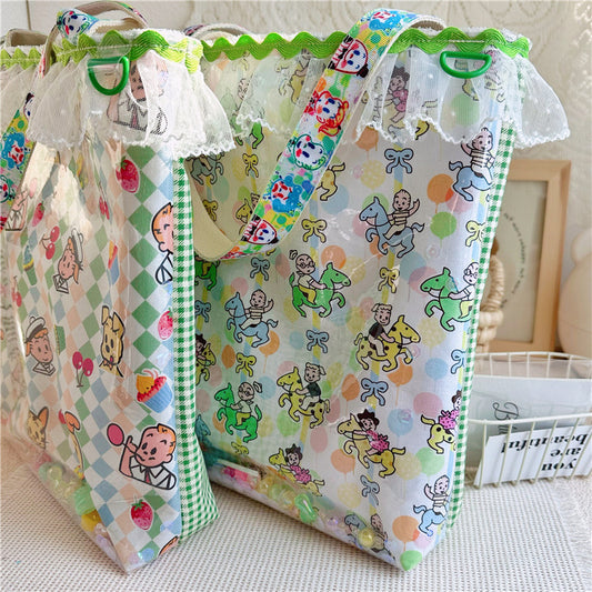 Simple Cute Yuan Cartoon Cotton Print Shoulder Bags