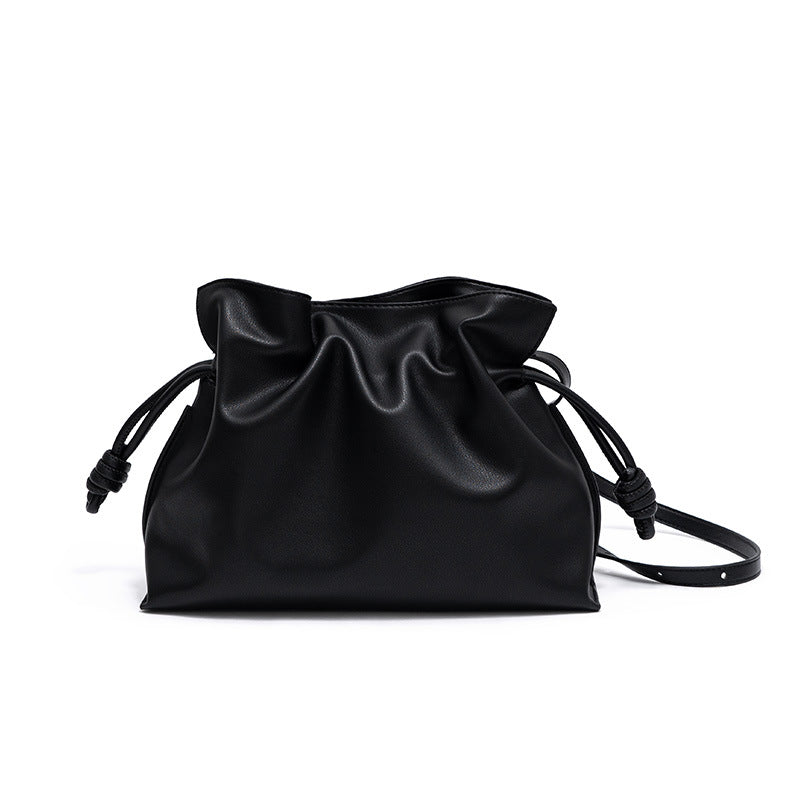 Women's Leather Drawstring Cloud Fashion Commuter Large Capacity Crossbody Bags