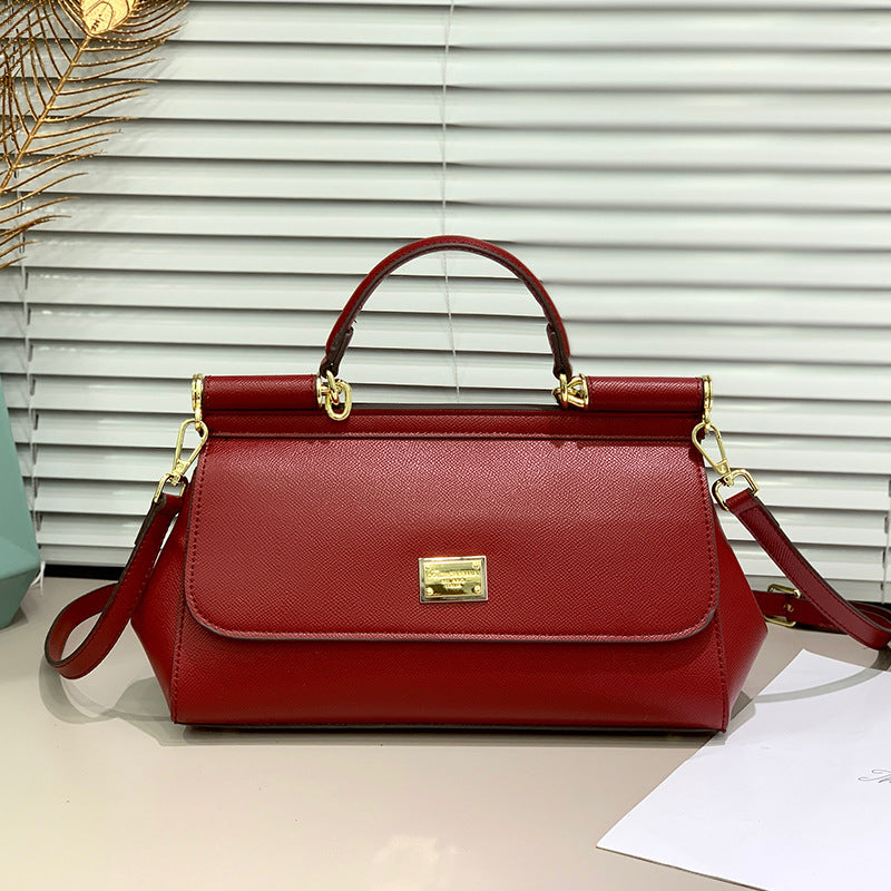 Women's Print Horizontal Solid Color Portable Cowhide Genuine Backpacks