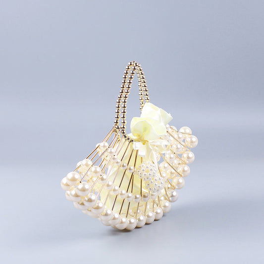 Women's Tube Beaded Fan-shaped Dinner Clutch Hand-woven Handbags