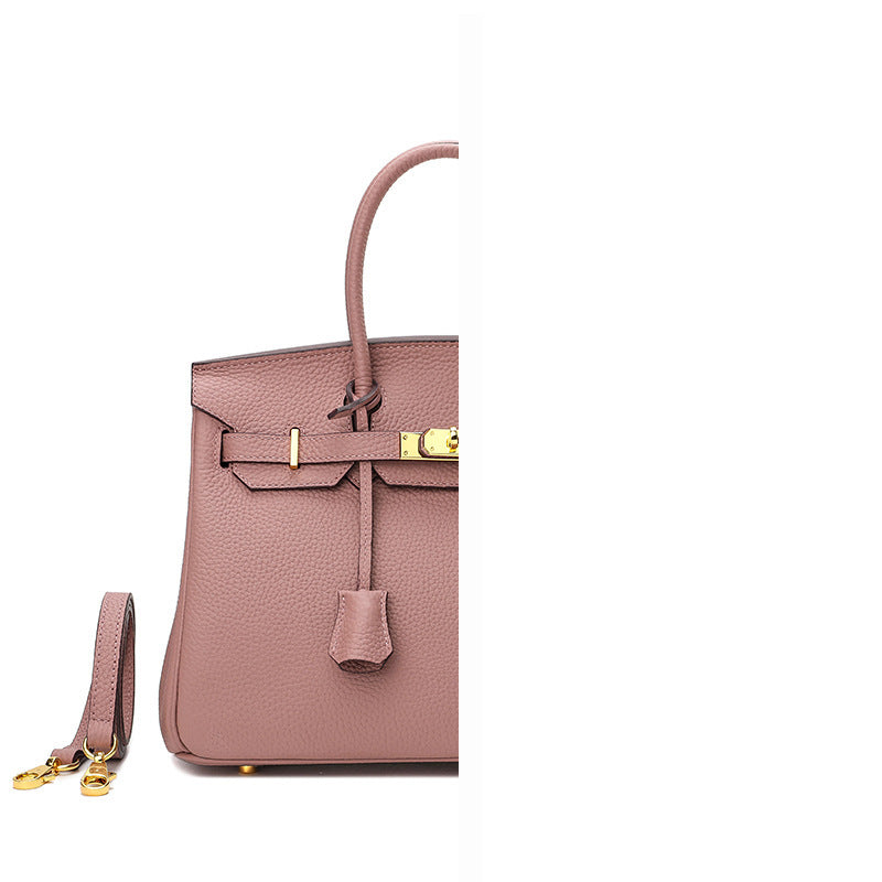 Women's Genuine Leather First Layer Cattlehide Fashion Litchi Handbags