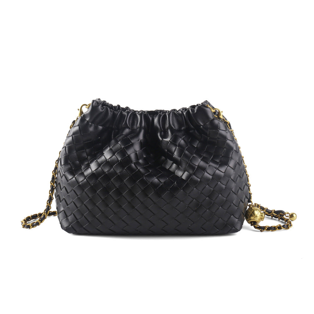 Simple Design Texture Woven Exquisite Chain Golden Bags