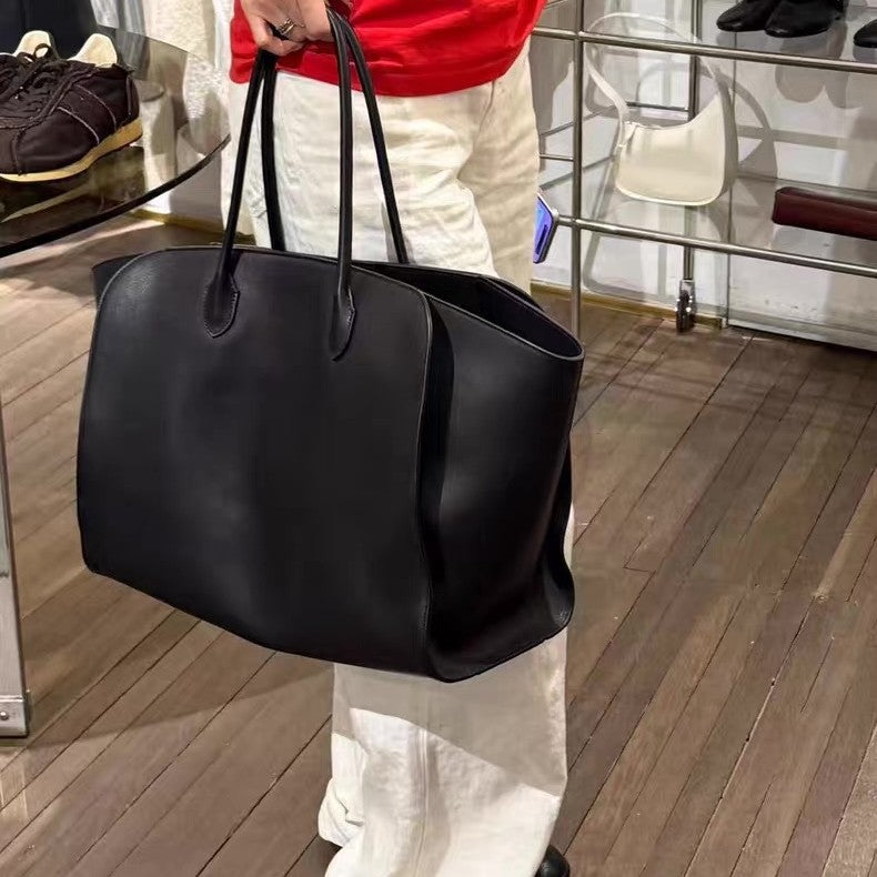 Fashionable Dark Color Collision Design Commuter Tote Bags