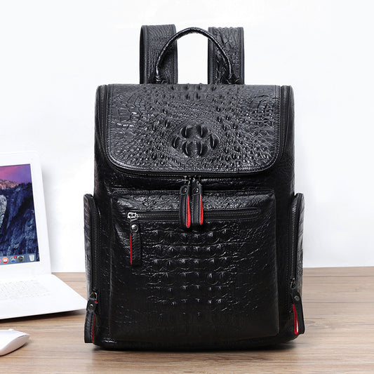 Men's Crocodile Pattern Leather First Layer For Backpacks