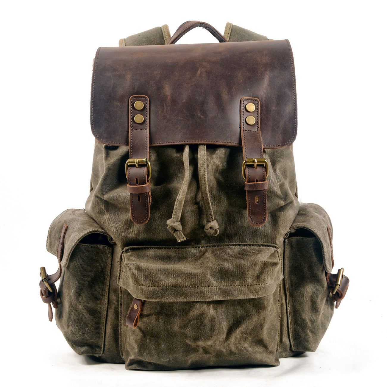 Men's Trendy Computer Oil Wax Matching Hide Backpacks