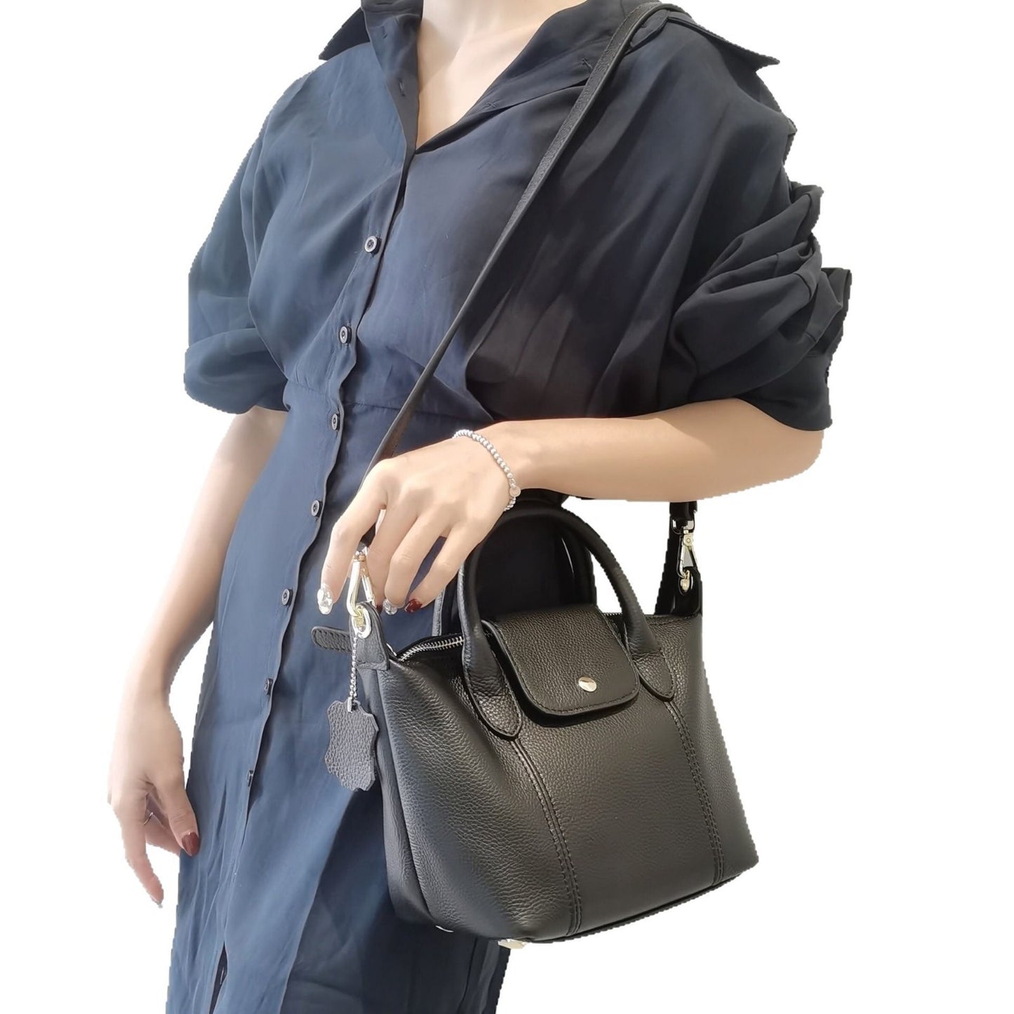 Women's Dumpling Portable Urban Simple Soft Genuine Handbags