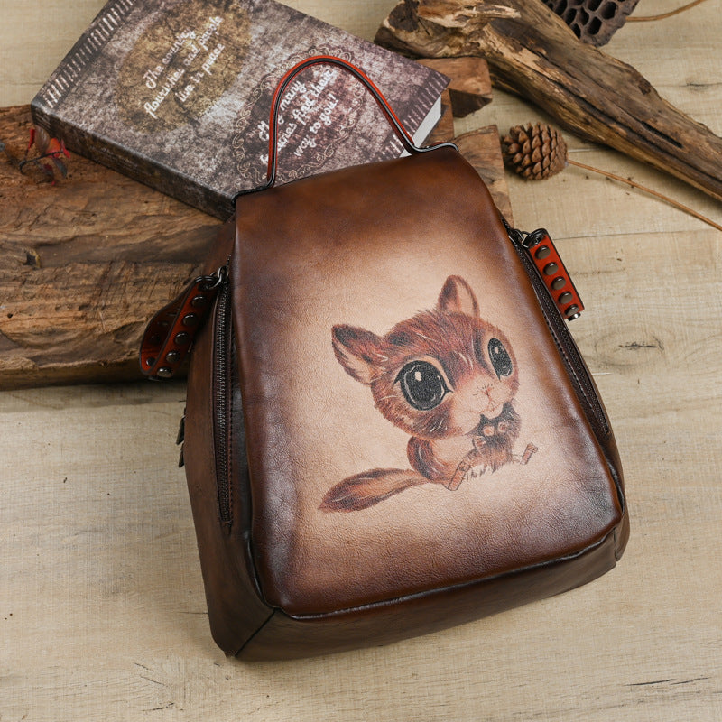 Top Layer Leather Chinese Style Retro Backpacks