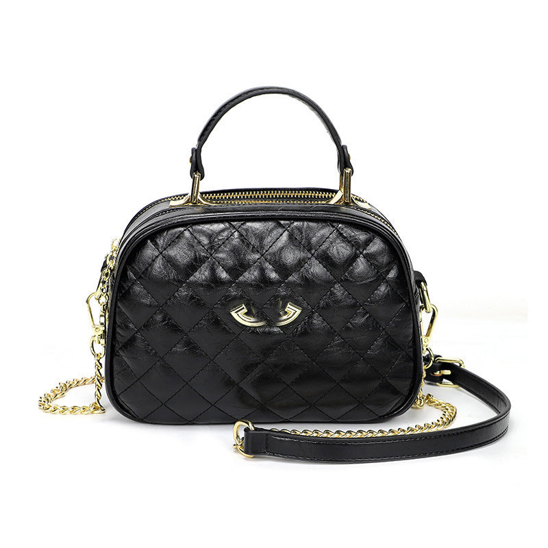 Women's Zipper Large Capacity Round Rhombus Chain Shoulder Bags