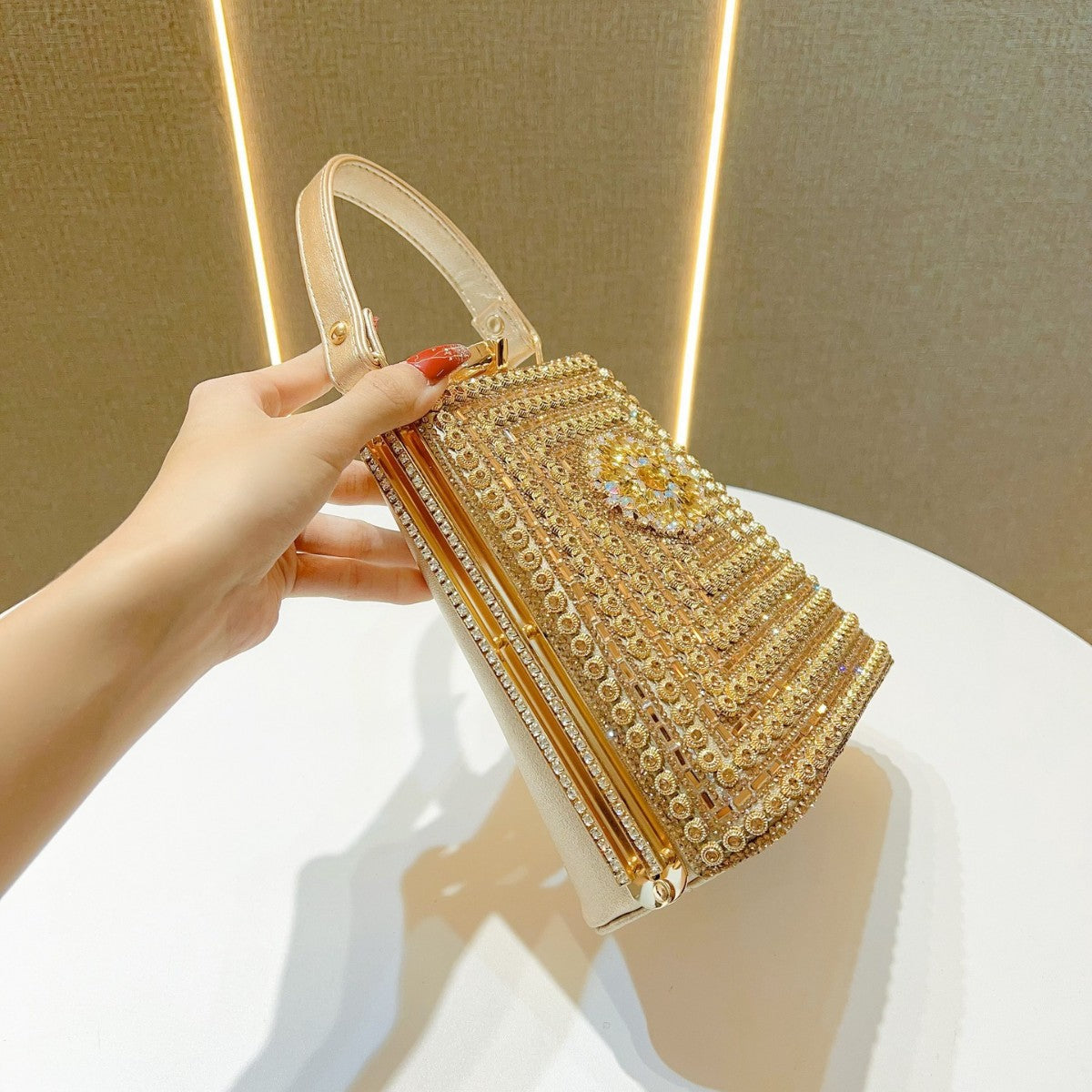 Dinner Dress Portable Clutch Rhinestone Shiny Handbags