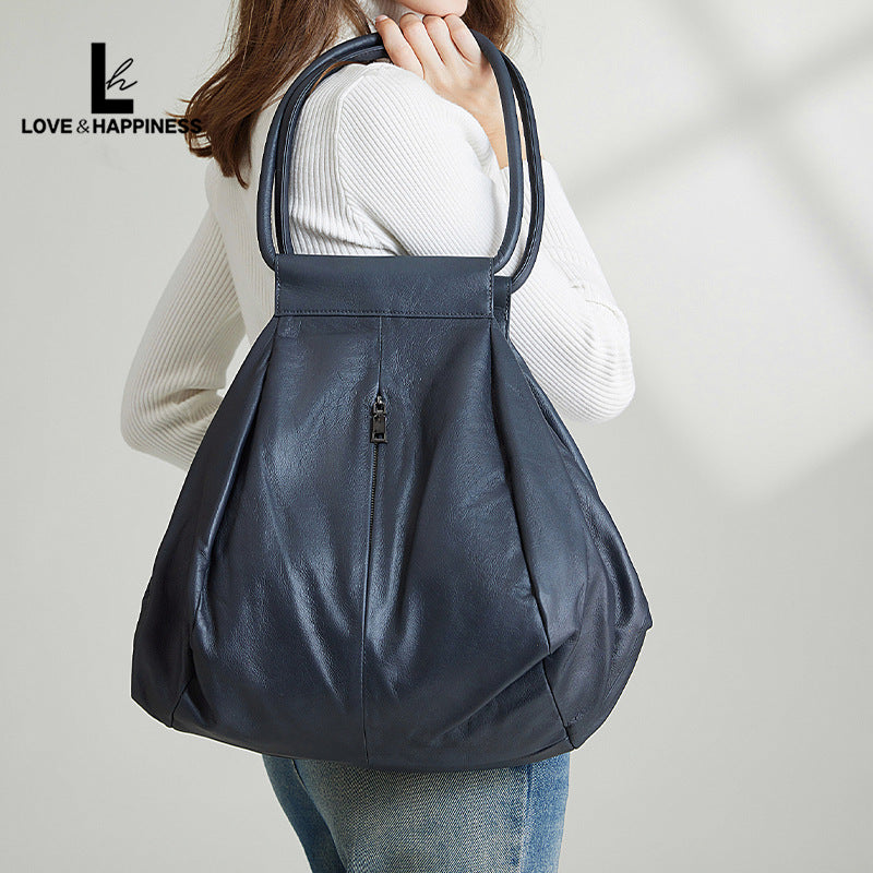 Women's Lazy Genuine Early Autumn Style Large Shoulder Bags