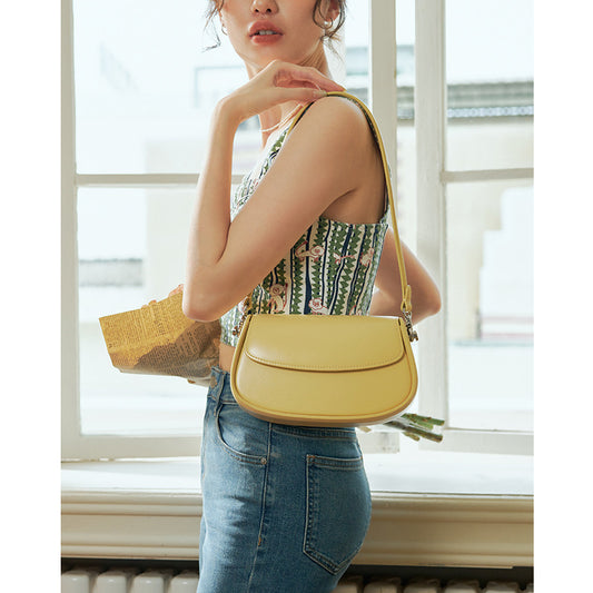 Women's Fashion Underarm Niche Saddle Genuine Leather Armpit Bags