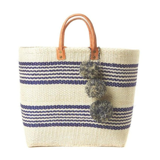 Trendy Handmade Bohemian Holiday Striped Pompon Handbags