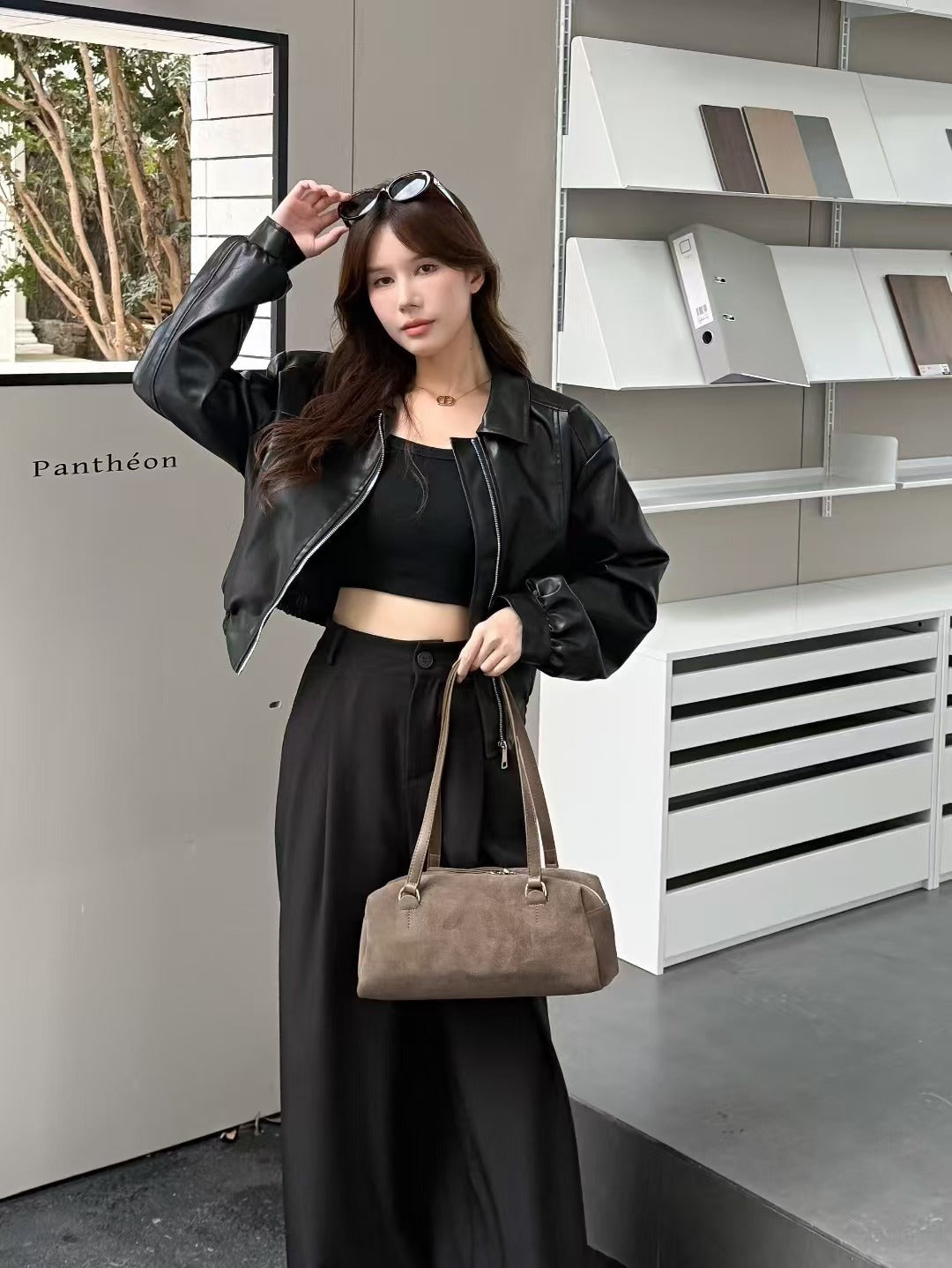 Leather Portable French Boston Bowling Large Bags