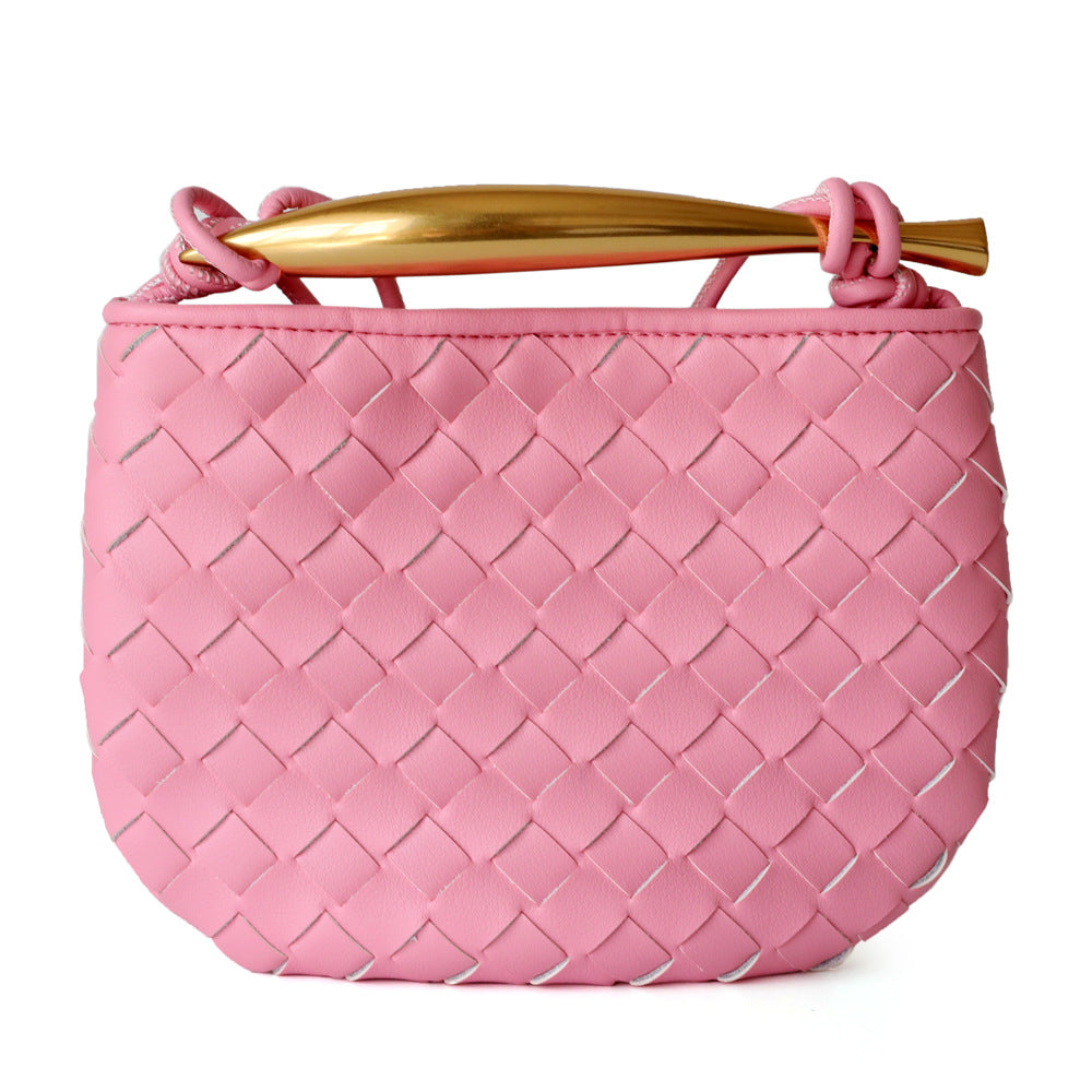 Women's Woven Sardine Cowhide Niche Design Metal Bags