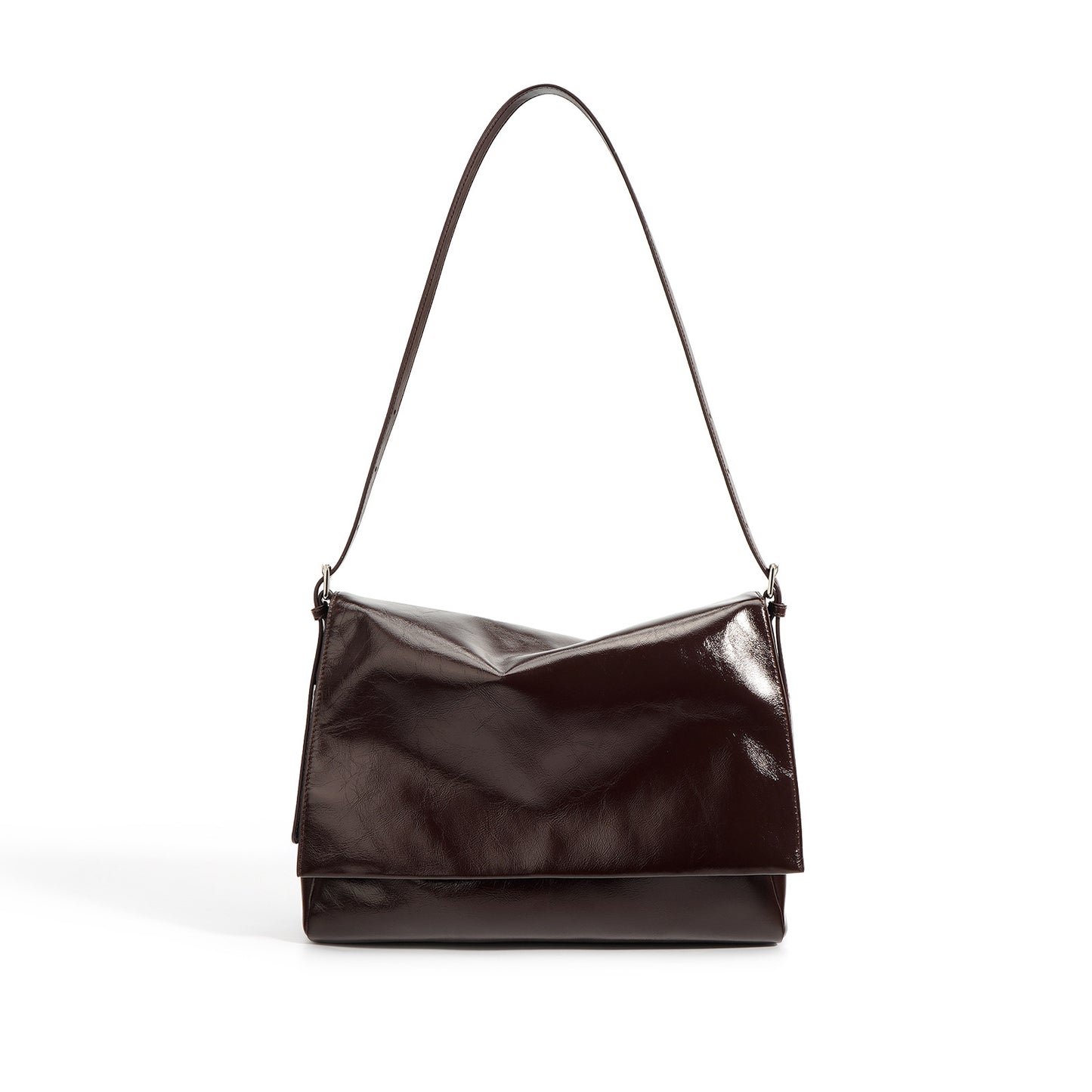 Design Retro Oil Wax Bright Noodle Simple Large Shoulder Bags