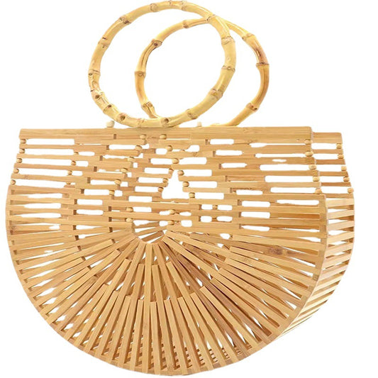 Women's Antique Style Woven Hand-held Bamboo Handmade Craft Handbags