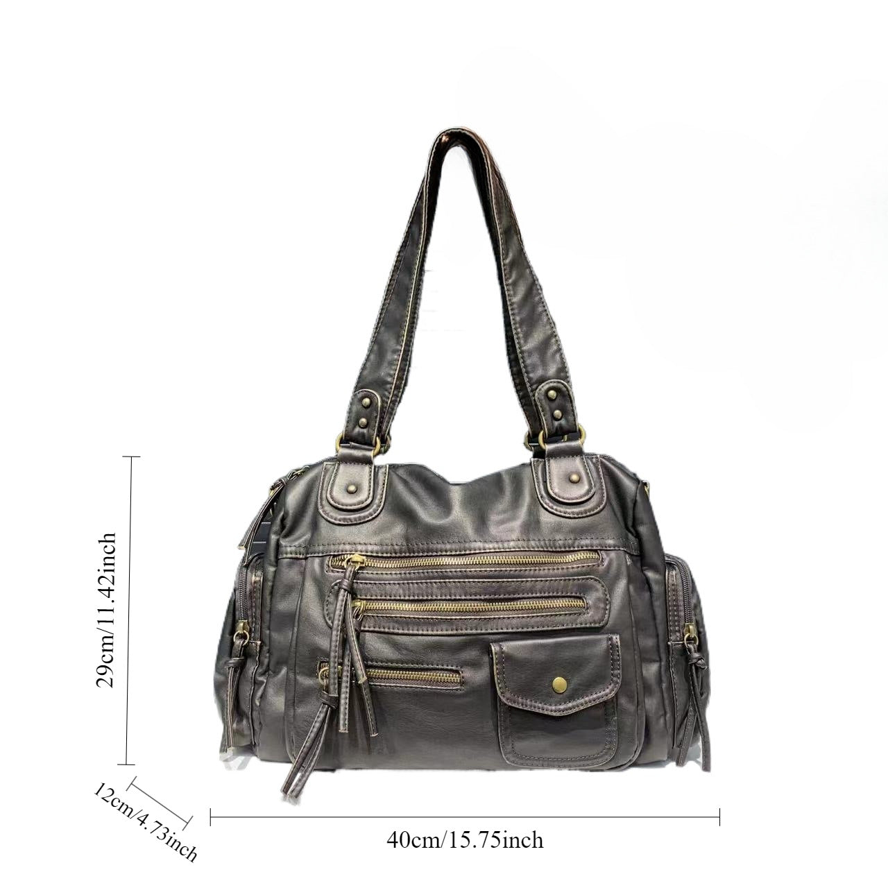 Women's Wash Distressed Motorcycle Large Capacity Retro Bags