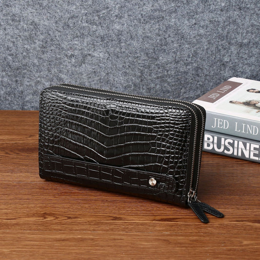 Men's Belly Pattern Double Pull Leather Fashion Classic Men's Handbags