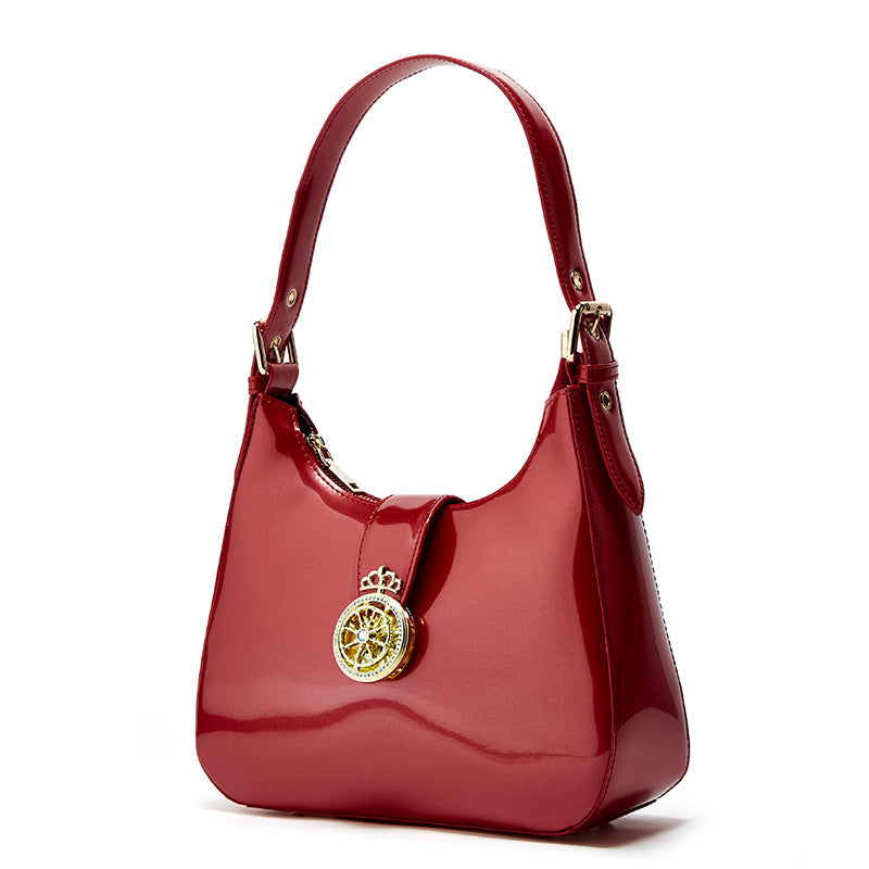 Women's Fashion Patent Leather Bright Surface Underarm Arm Bags