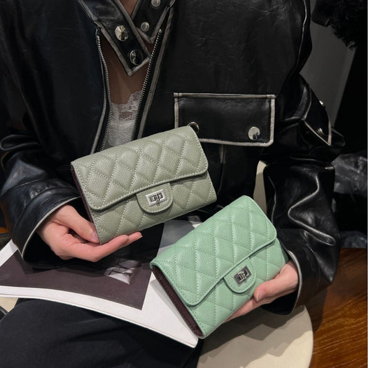 Women's Style Mid-length Leather Rhombus Large Capacity Ladies Wallets