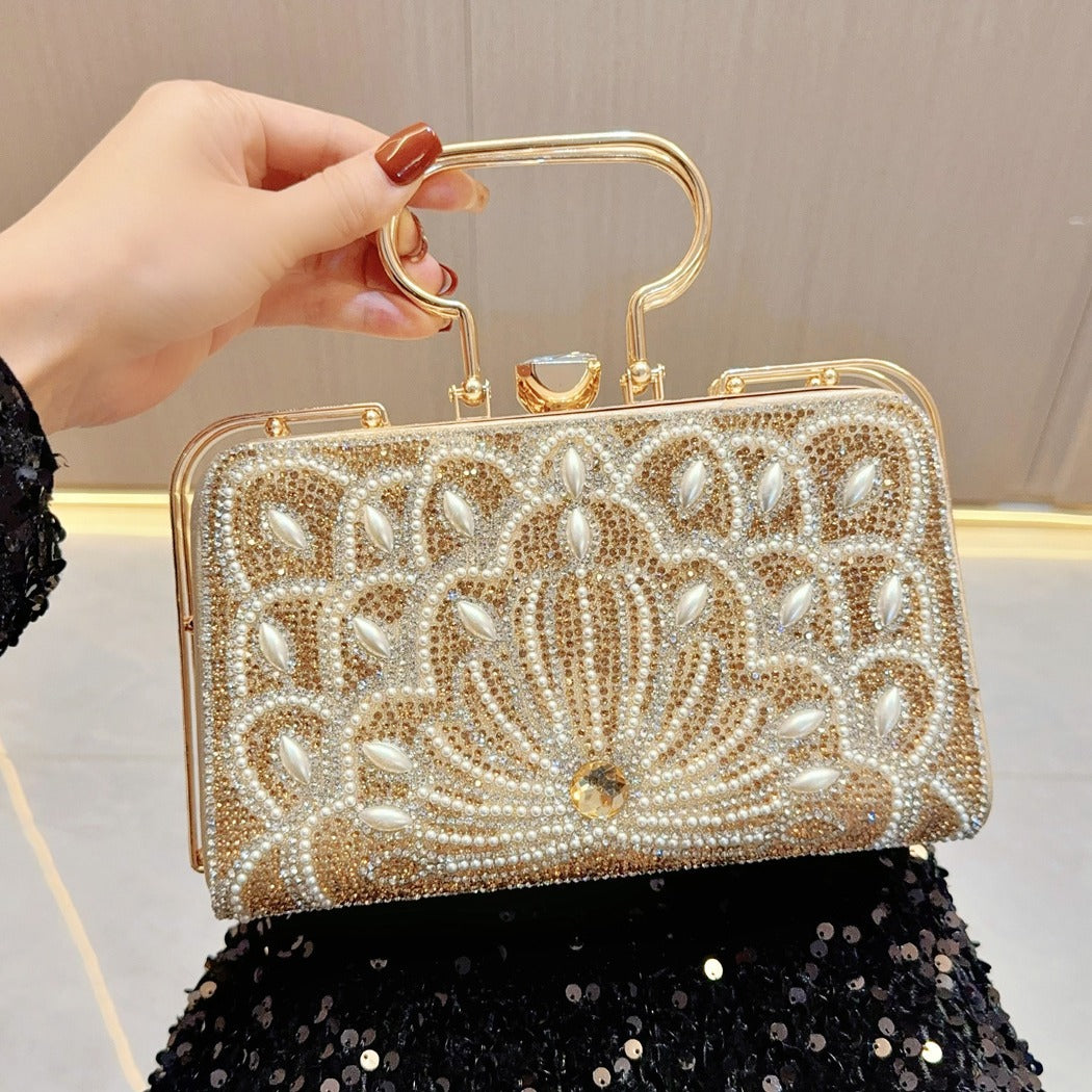 Women's Pearl Clutch Banquet Rhinestone Dinner Evening Bags