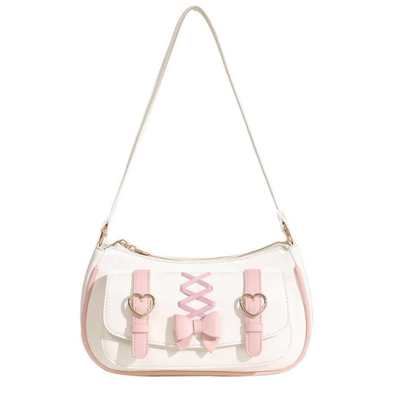 Women's Portable Underarm Baguette Lolita Bow Sweet Bags